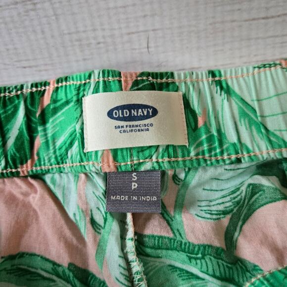 Old Navy Pink and Green Banana Leaf Print Pajama Pants sz Small - Picture 5 of 6